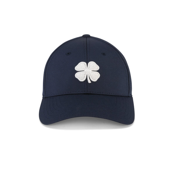 Black Clover Iron x Orca black and white memory fit cap, front view