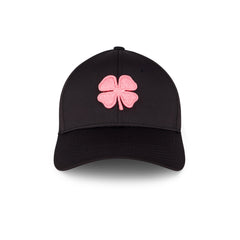 Black Clover Iron x Rose memory-fit cap in rose finish with four-leaf clover, front view